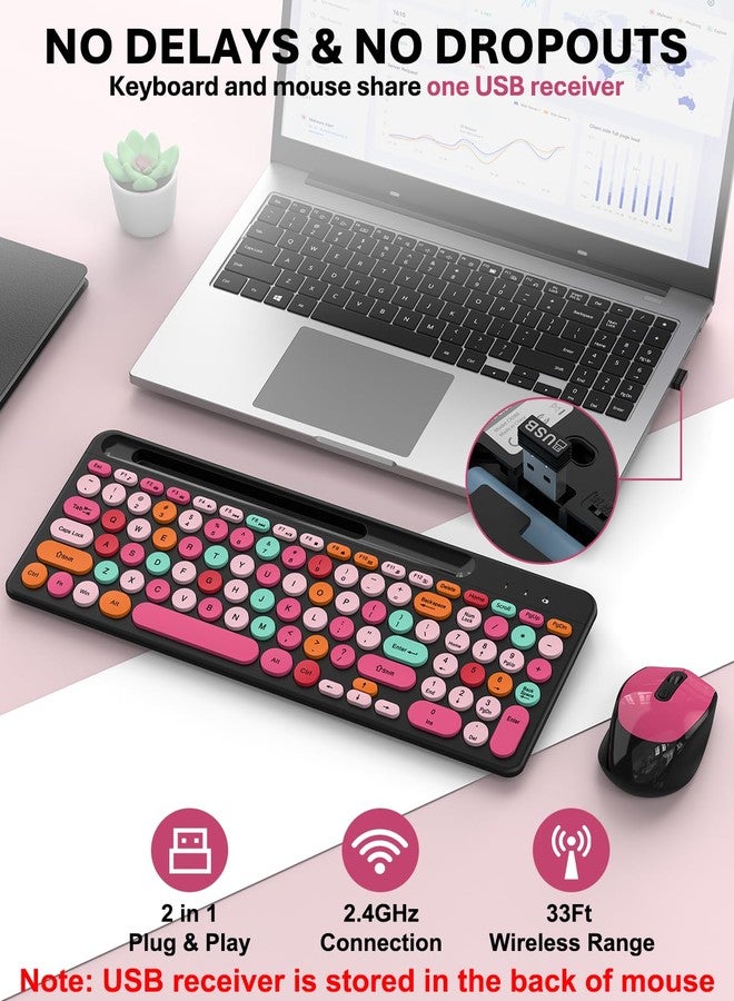 EDJO Round Keycaps Wireless Keyboard and Mouse Black - Image 3