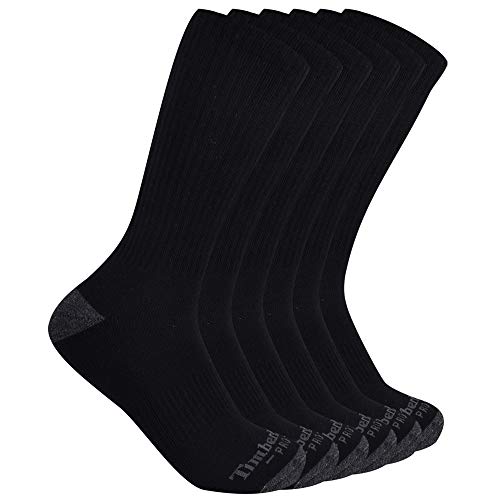 Timberland PRO Mens 6Pack Performance Crew Length Socks Black XLarge