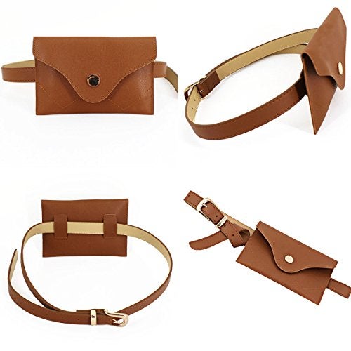 Lobagve Women Mini Envelope Flap Faux Leather Fanny Pack Waist Bag Handbag Clutch Cell Phone Pouch - Image 3