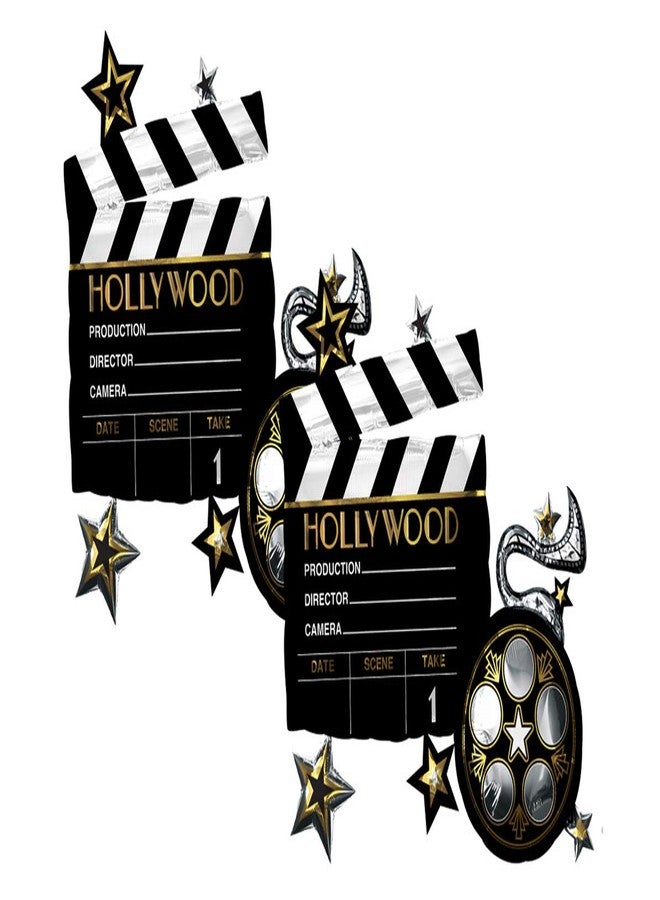 Artisan Owl Set of 2 Hollywood Film Clapboard Jumbo 30" Foil Party Balloons by Anagram - Image 1