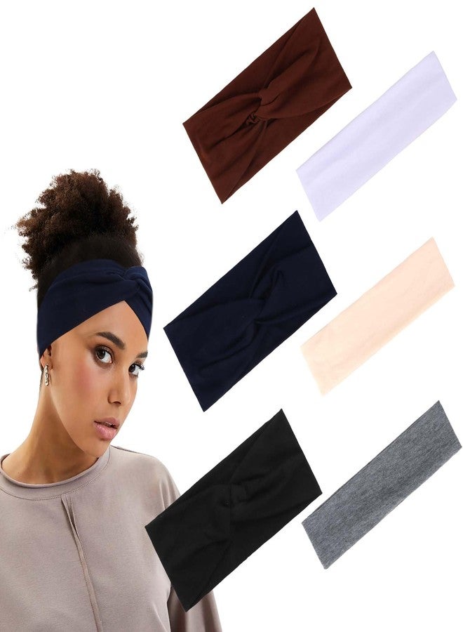 CAVETEE Headbands for Women, Wide Stretchy Headbands Hair Wrap Non Slip Women‘s Hair Bands for Daily Use Sport Yoga Running (Black/Navy Blue/Brown/Gray/Beige/White, one size) - Image 1