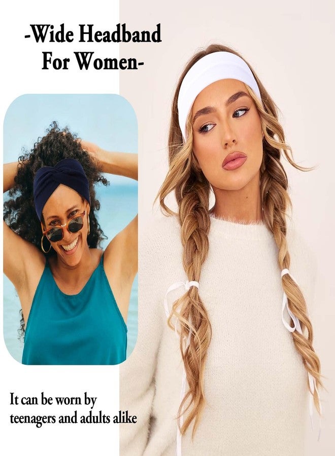 CAVETEE Headbands for Women, Wide Stretchy Headbands Hair Wrap Non Slip Women‘s Hair Bands for Daily Use Sport Yoga Running (Black/Navy Blue/Brown/Gray/Beige/White, one size) - Image 4