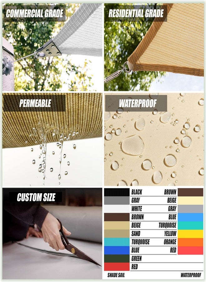 ColourTree مظلة شمسية مربعة بيج اللون من ColourTree مقاس 16 × 16 قدمًا، مصنوعة من قماش شبكي - مانعة للأشعة فوق البنفسجية، شديدة التحمل، للاستخدام التجاري، مناسبة للفناء الخارجي وموقف السيارات (نصنع مقاسات حسب الطلب). - Image 4