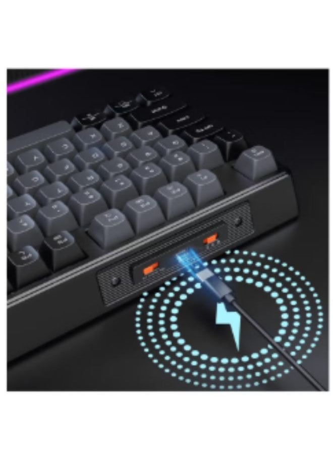 ميشين لوحة مفاتيح ألعاب MEETION MK14 TKL ثلاثية الأوضاع لاسلكية/بلوتوث/سلكية قابلة للتبديل السريع، 87 مفتاحًا، لوحة مفاتيح ألعاب ميكانيكية خفيفة الوزن مزودة بإضاءة RGB LED محيطية للألعاب  - Image 5