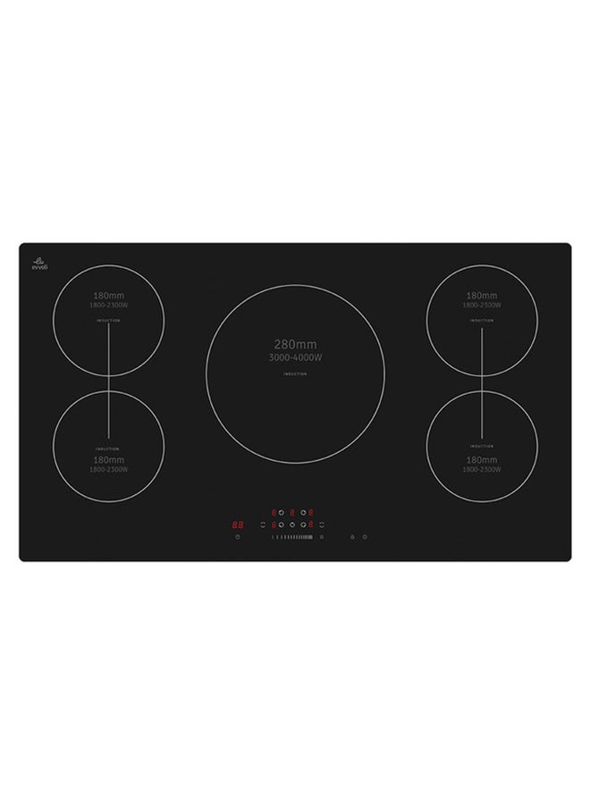 evvoli Bulit-In Induction Hob 5 Burners Soft Touch Control With 9 Stage Power Setting And Saftey Switch 9400 W EVBI-IH905B Black - Image 1