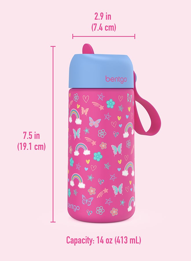 Bentgo Stainless Steel Insulated Watter Bottle 413 Ml - Rainbow And Butterflies  - Image 2