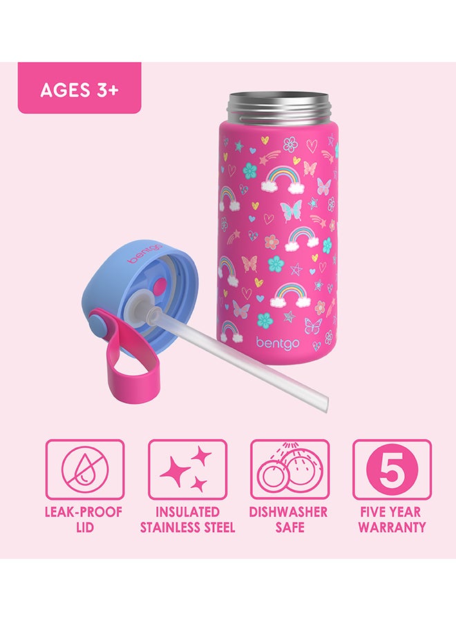 Bentgo Stainless Steel Insulated Watter Bottle 413 Ml - Rainbow And Butterflies  - Image 4