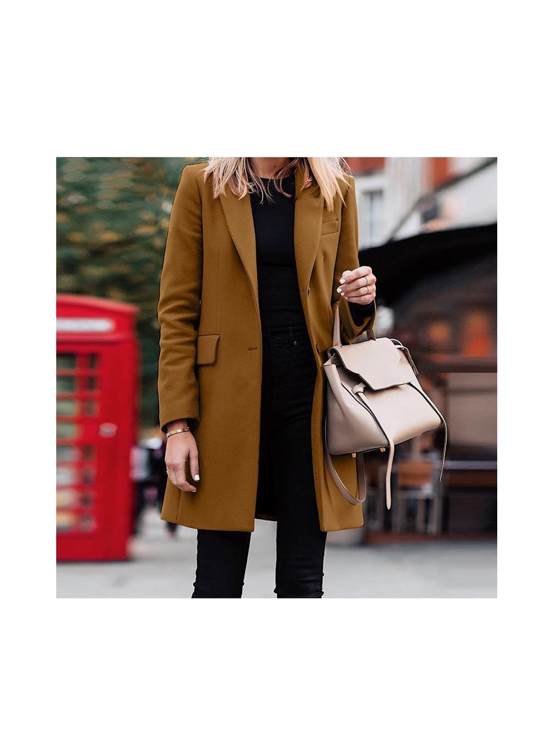Loquat Squality  Breasted Long Coat Women Khaki - Image 2