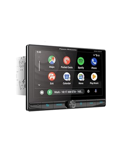 POWER ACOUSTIK ستيريو سيارة باور أكوستيك CPAA-70D10F - وحدة رأس تدعم آبل كار بلاي وأندرويد أوتو، شاشة تعمل باللمس مزدوجة الدين بحجم 10.6 بوصة مع بلوتوث، مدخل AUX، USB، SD، مستقبل AM/FM، مشغل CD/DVD - Image 1