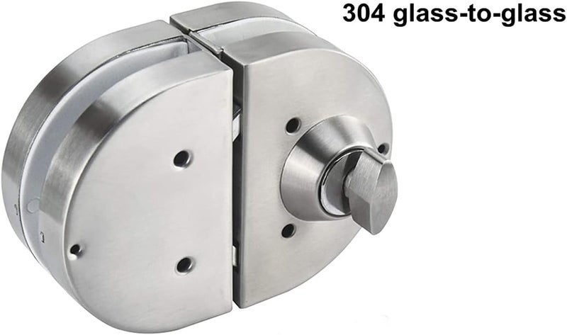 JING 304 Stainless Steel Yu Round Glass Door Lock, Home, Commercial Durable Metal Chrome 10-12 mm Glass Door NO Drill Anti-Theft Security Lock, Double Swing Hinged Frameless Push Sliding Gate Lock 3 Keys - Image 5