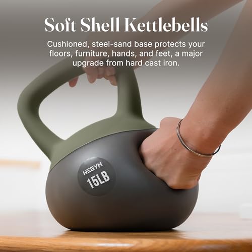 WeGym Soft Kettlebell with Cushioned Impact Resistant Base, Anti Slip Wide Grip Handle for Home Workouts, Weightlifting, Full Body Training (20LB Forest) - Image 2