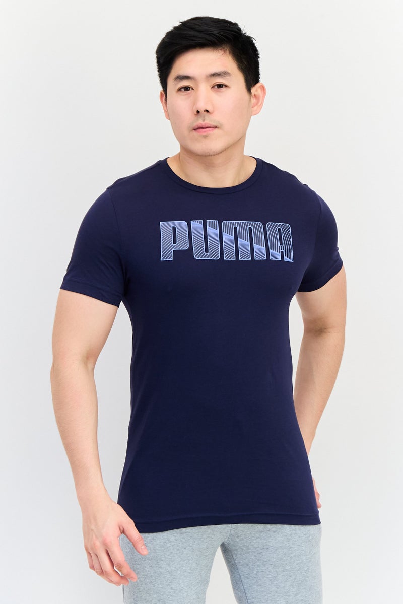 PUMA تي شيرت رجالي ضيق الأكمام قصير، خارجي، لون كحلي - Image 1