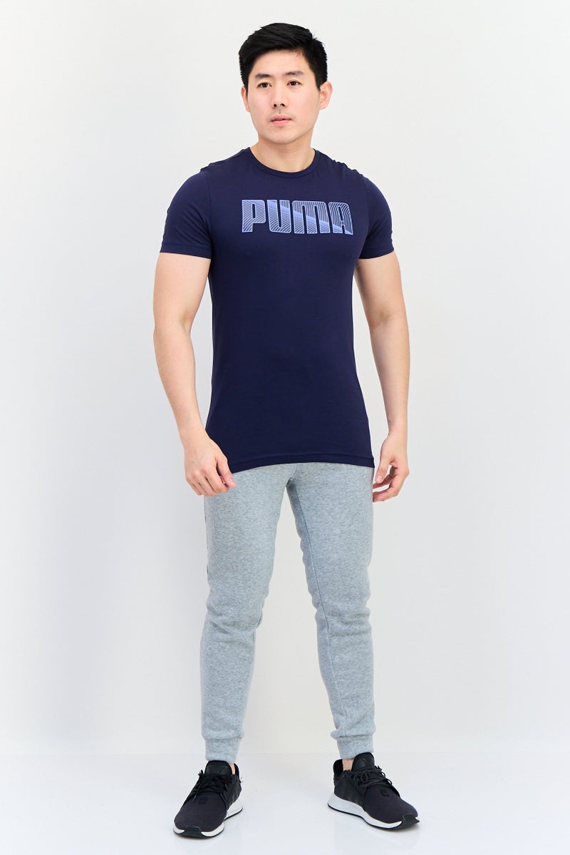 PUMA تي شيرت رجالي ضيق الأكمام قصير، خارجي، لون كحلي - Image 2