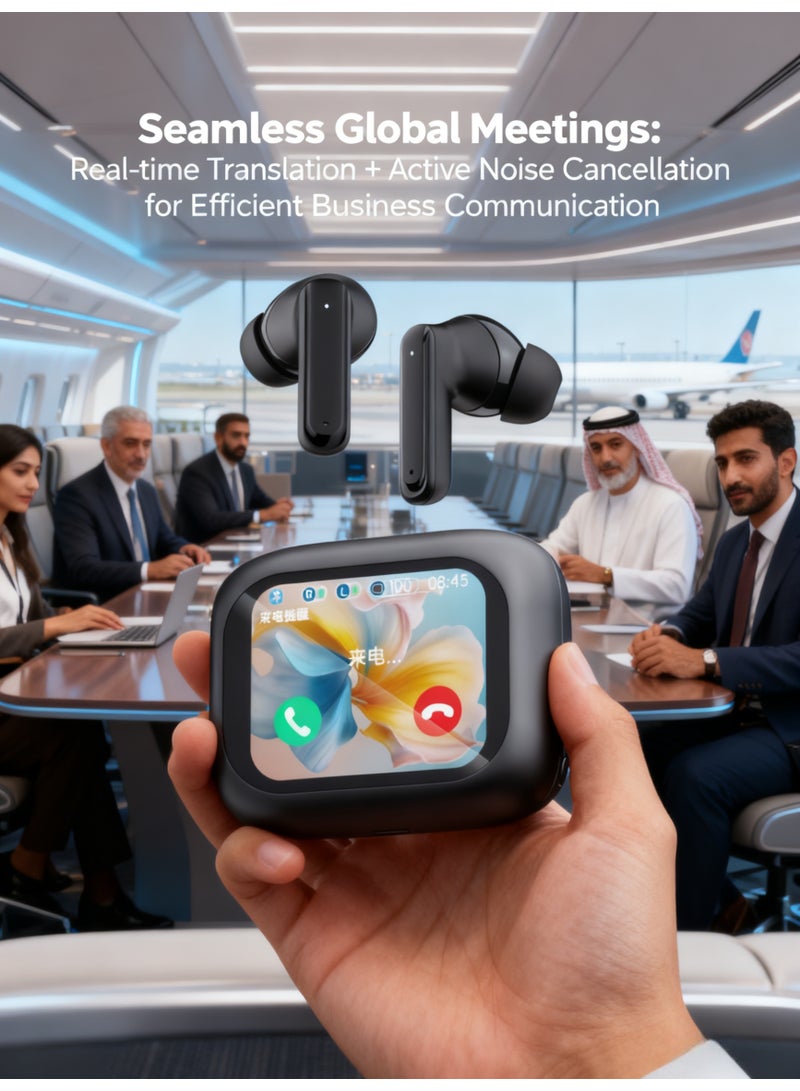 【رفيق طوال اليوم】سماعات بلوتوث بتقنية ANC لإلغاء الضوضاء وعمر بطارية طويل | شاشة عرض تعمل باللمس عالية الحساسية | اتصال مستقر بتقنية بلوتوث 5.4 | تقليل ضوضاء البيئة أثناء المكالمات بتقنية ENC | تناسب جميع الأغراض: التنقل/المكتب/الرياضة - Image 1