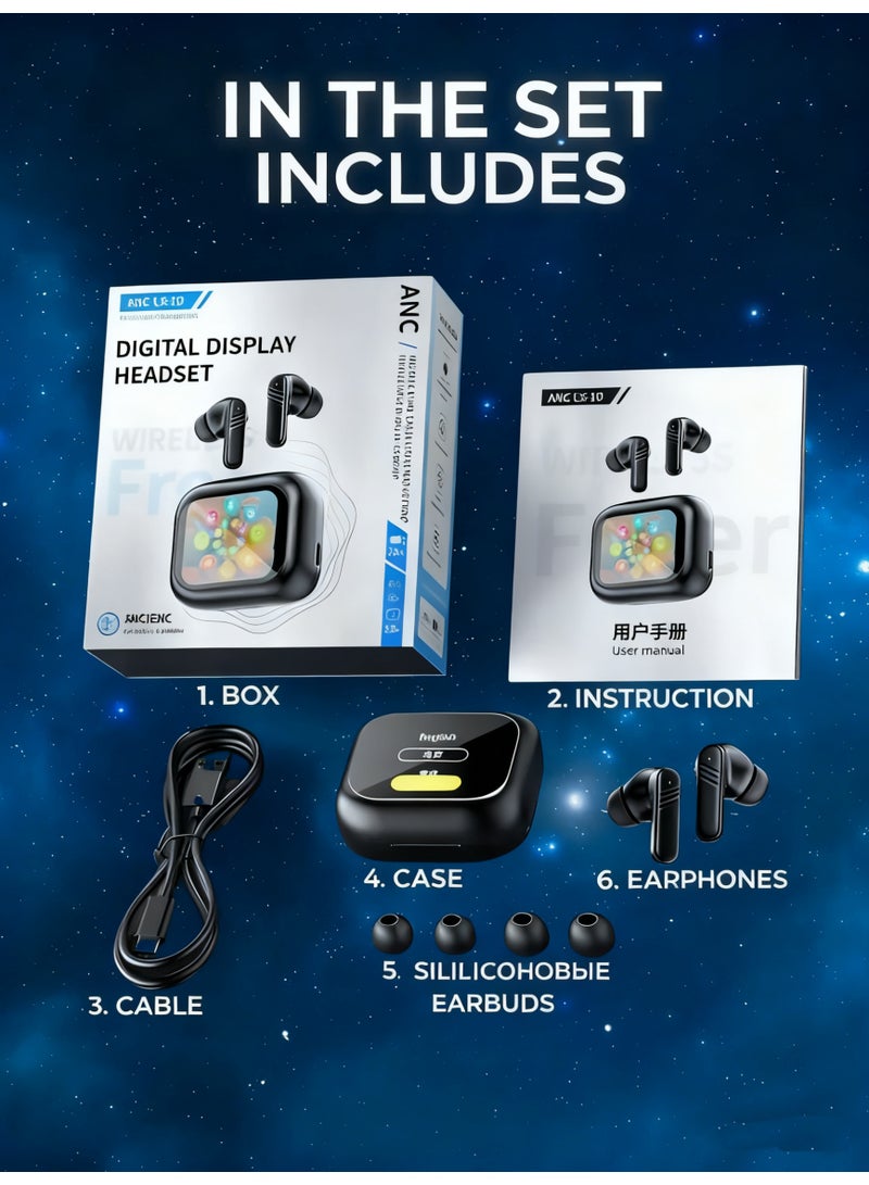 【رفيق طوال اليوم】سماعات بلوتوث بتقنية ANC لإلغاء الضوضاء وعمر بطارية طويل | شاشة عرض تعمل باللمس عالية الحساسية | اتصال مستقر بتقنية بلوتوث 5.4 | تقليل ضوضاء البيئة أثناء المكالمات بتقنية ENC | تناسب جميع الأغراض: التنقل/المكتب/الرياضة - Image 4