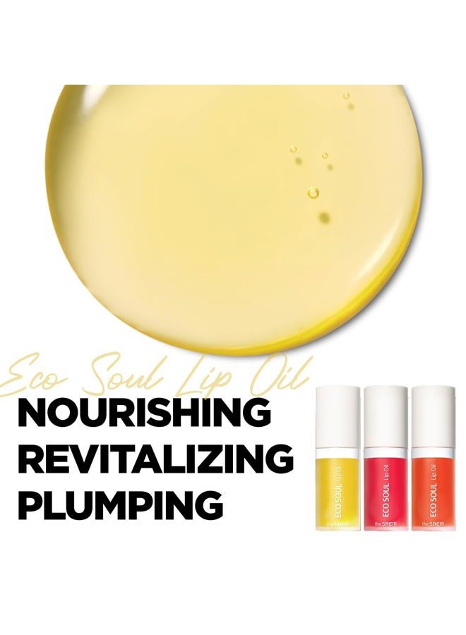 The Saem Eco Soul Lip Oil 01 Honey - Plumping & Hydrating To Nourish Moisturize Lips – Sunflower Seed Olive Soft Glossy For Dry Lips, 0.21 Fl.Oz. - Image 2