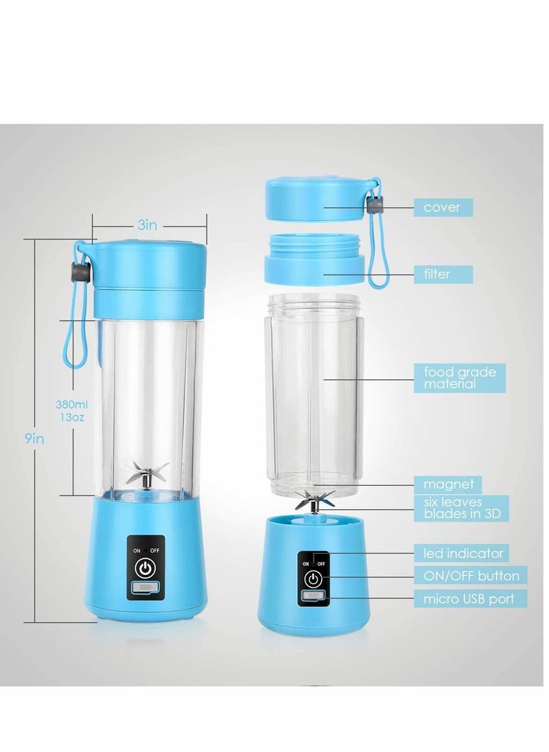 SYOSI - Portable Blender, Personal Blender for Shakes and Smoothies Personal Size Blenders with USB Rechargeable Mini Fruit Juice Mixer Mini Juicer Smoothie Blender Bottles Travel 400ML Blue - Image 1