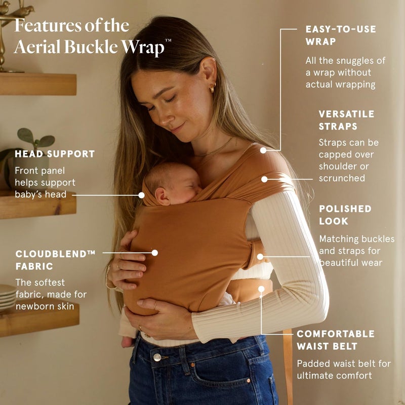 WildBird - Aerial Buckle Wrap - 0-6 Months - Large (L-4XL) Willow - Newborn Baby Carrier - Front Carry - Soft Fabric, Straps, Head Support, Padded Waist Belt - Baby Essentials - New Mom Gifts - Image 2