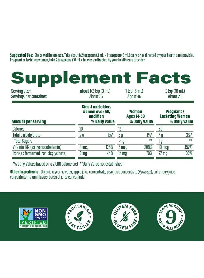 MegaFood Blood Builder Liquid Iron Supplement for Women, Men & Kids, Clinically Shown to Increase Iron Levels Without Constipation, Vegan, 7.7 Fl Oz (23 Servings) - Image 2