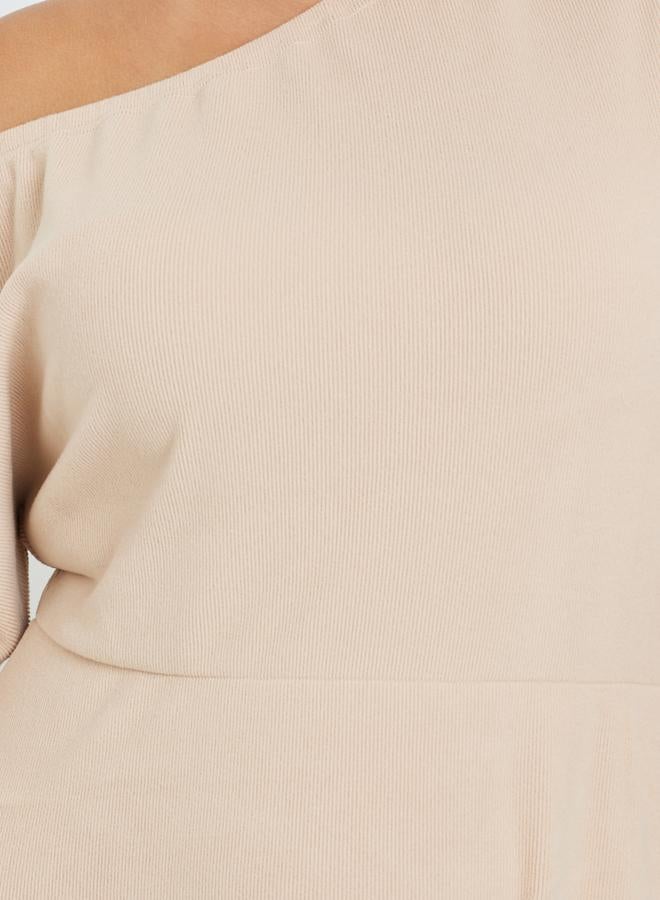 ستايلي فستان طويل بمقاس كبير وياقة غير متماثلة الطول - Image 4