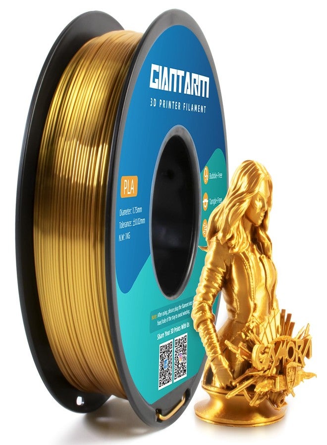 GIANTARM Silk Filament Pla 3D Printer, Silk Gold Pla Filament, 1Kg(2.2lbs) Spool, 1.75mm Dimension Accuracy +/- 0.03mm, 3D Printing Filament - Image 1