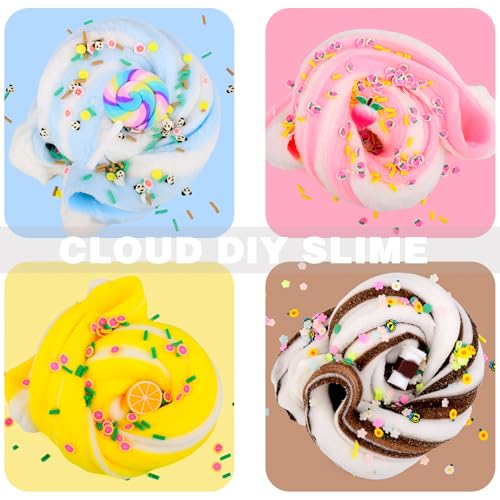 WUJYLY Cloud Slime Kit 5 Pack with Peach Rainbow Lemon Coffee Slime Charms DIY Slime Supplies for Girls and Boys Stress Relief Toy for Kids Education Party Favor Gift and Birthday - Image 5