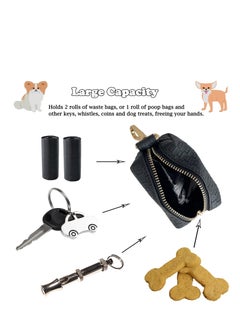 Excefore Leather Dog Bag Holder, Dog Bag Holder, Portable Pet Waste Bag, Bag Container Waste Bag Holder Leash Attachment, Fits Any Dog Leash, with 2 Rolls of Bags (Random Color)  - Image 5