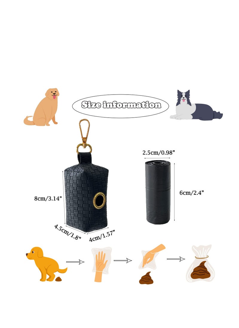 Excefore Leather Dog Bag Holder, Dog Bag Holder, Portable Pet Waste Bag, Bag Container Waste Bag Holder Leash Attachment, Fits Any Dog Leash, with 2 Rolls of Bags (Random Color)  - Image 2