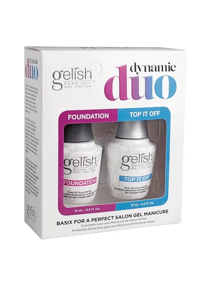 Gelish No Wipe Top Coat Base Coat Soak Off UV LED Drying Long Lasting Shiny Nail Varnish Set - Image 1