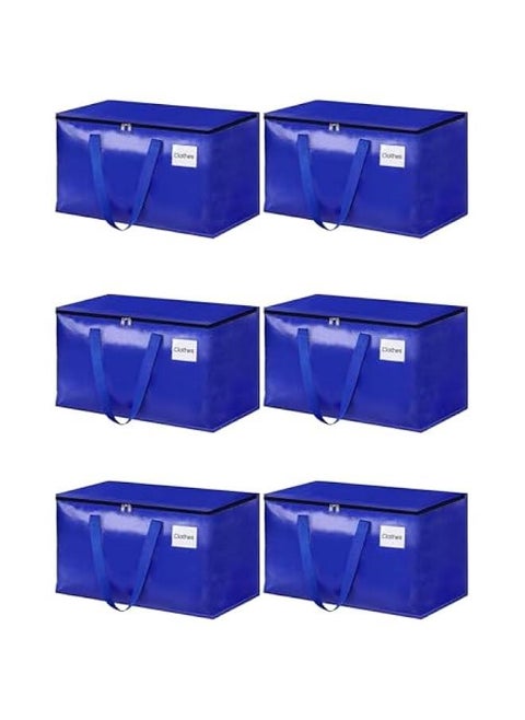 Collapsible Moving Bags,Heavy Duty Extra Large Moving Bags with Zippers and Handles,Space Saving Packing Totes for Moving Supplies Storage,Fold Flat, Alternative to Box and Bin (Blue-6Pack)