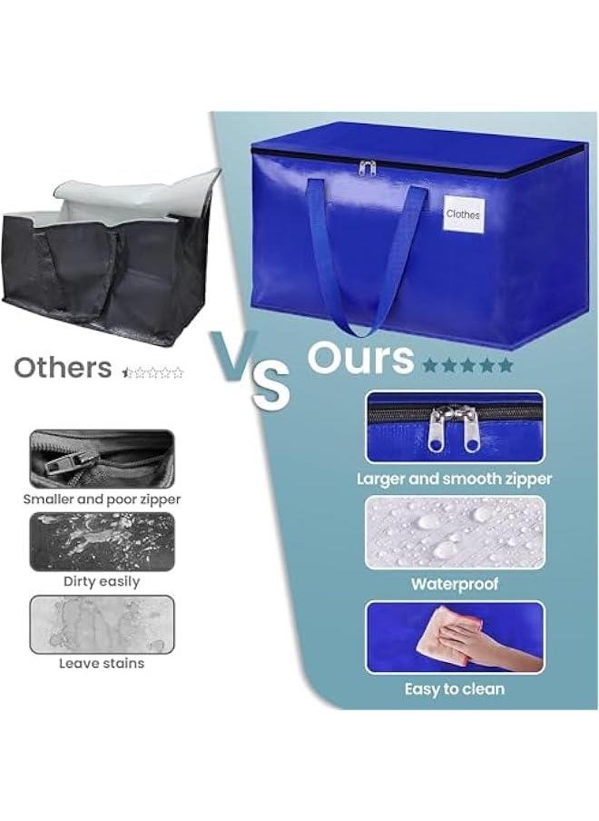 MIXDE - Collapsible Moving Bags,Heavy Duty Extra Large Moving Bags with Zippers and Handles,Space Saving Packing Totes for Moving Supplies Storage,Fold Flat, Alternative to Box and Bin (Blue-6Pack) - Image 1