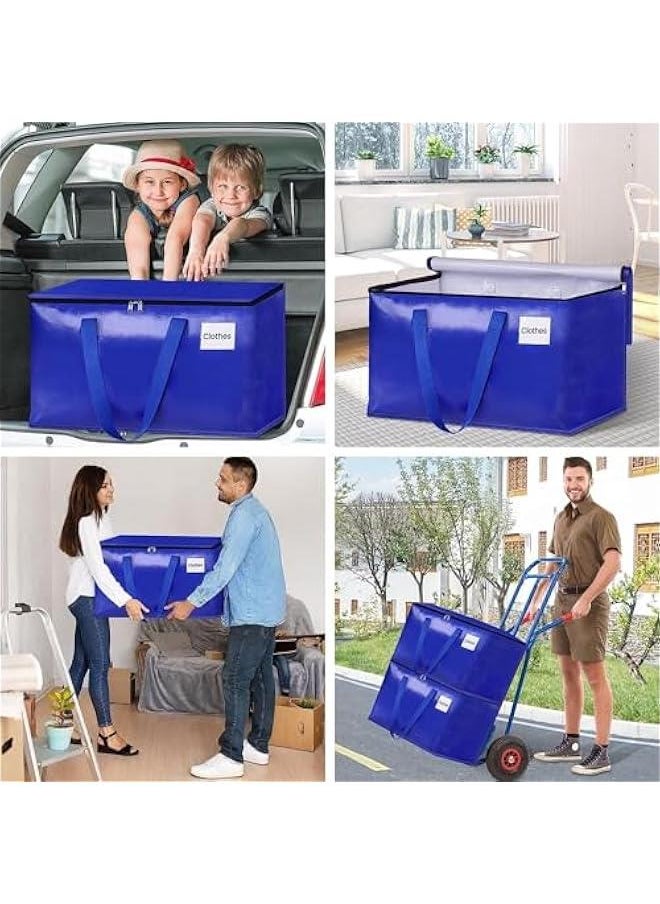 MIXDE - Collapsible Moving Bags,Heavy Duty Extra Large Moving Bags with Zippers and Handles,Space Saving Packing Totes for Moving Supplies Storage,Fold Flat, Alternative to Box and Bin (Blue-6Pack) - Image 1