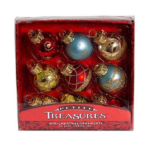 Kurt S. Adler Kurt Adler C1899 Petite Treasures Multi Color Ball Christmas Ornament, Set Of 9 - Image 1