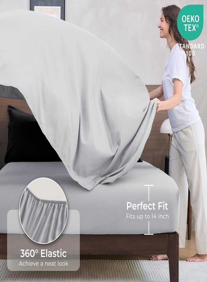 HEVUMYI Twin-XL Comforter Set - 5-Piece All Season Bed in a Bag Twin-XL, Ultra Soft Bedding Set with Comforter, Flat Sheet, Fitted Sheet, Pillowcases, Pillow Shams, Black & Light Grey - Image 5