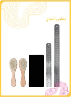 شي آند ليتل فرشاة ومشط شعر للمواليد بمقبض خشبي, مجموعة عناية بشعر الطفل, بشعيرات ناعمة من صوف الماعز, مثالية لقشرة الرأس وتدليك فروة الرأس, للاستخدام الجاف والرطب, (بني)  - Image 3