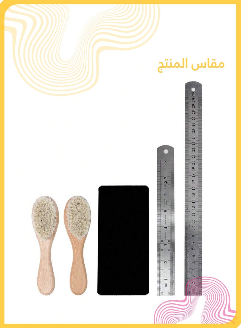 She&Little Baby Hair Brush and Comb Set, Natural Wood with Soft Goat Bristle, Gentle Scalp Care for Newborns & Toddlers, Cradle Cap Prevention (Natural Wood) - Image 3