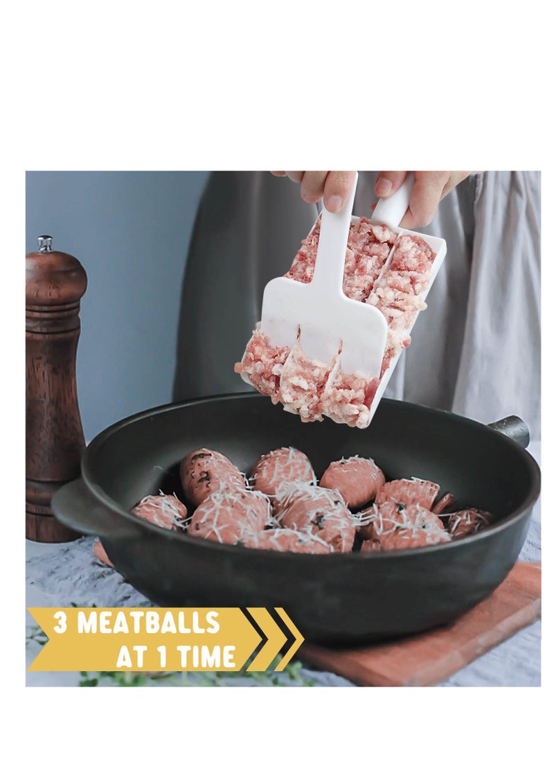 Excefore Creative Kitchen Triple Meatball Maker, Meat Baller Spoon with Cutting Spade, DIY Meatball Making Set,Home Cooking Tools for Quick Cooping Cookie Dough Or Sorbet 2 Pack  - Image 4