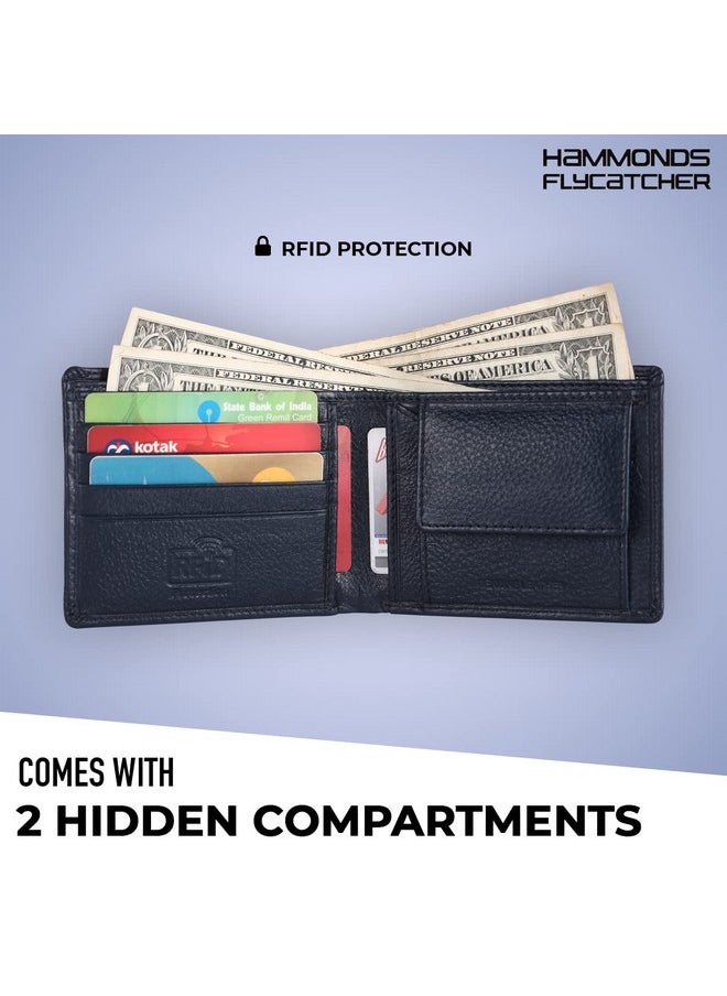 HAMMONDS FLYCATCHER HAMMONDS FLYCATCHER Genuine Leather Wallet for Men, RFID Protected Leather Purse for Men, Money Purse for Men, Bi-Fold Wallet, 4 Card Slots, Coin Pocket, Hidden Pockets - Blue  - Image 4
