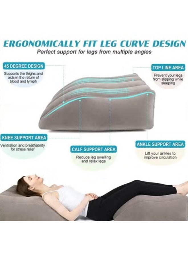 EETU Wedge Pillow For Sleeping,Inflatable Leg Elevation Pillow For Swelling,Circulation,Leg Back Pain Relief,Leg Support Polyvinyl Chloride Pillow For After Aurgery,Hip,Foot,Ankle Recovery - Image 3