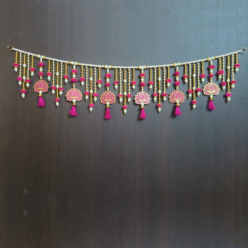 GIFT JAIPUR GIFT JAIPUR Mygiftyshop Handmade Door Hanging Pink Lotus Style Door Bandarwal Toran Tl07 Diwali Ganesh Pooja New Year Inauguration Wedding Festival Home Decor 40 Inch X 8 Inch  - Image 1