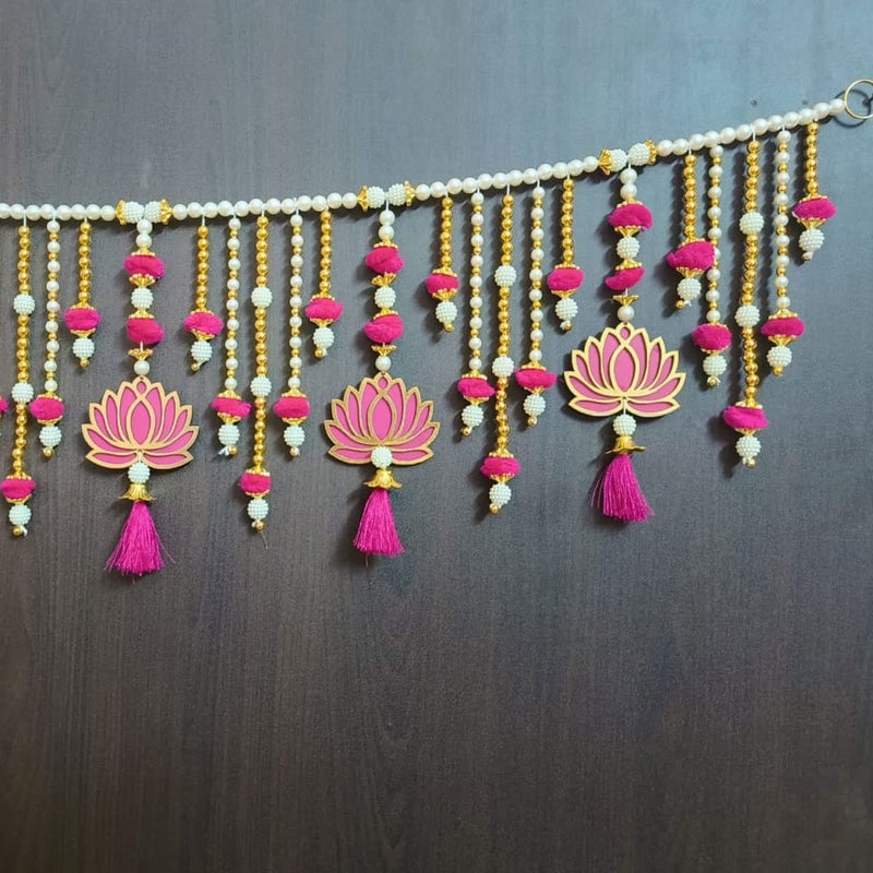 GIFT JAIPUR GIFT JAIPUR Mygiftyshop Handmade Door Hanging Pink Lotus Style Door Bandarwal Toran Tl07 Diwali Ganesh Pooja New Year Inauguration Wedding Festival Home Decor 40 Inch X 8 Inch  - Image 2