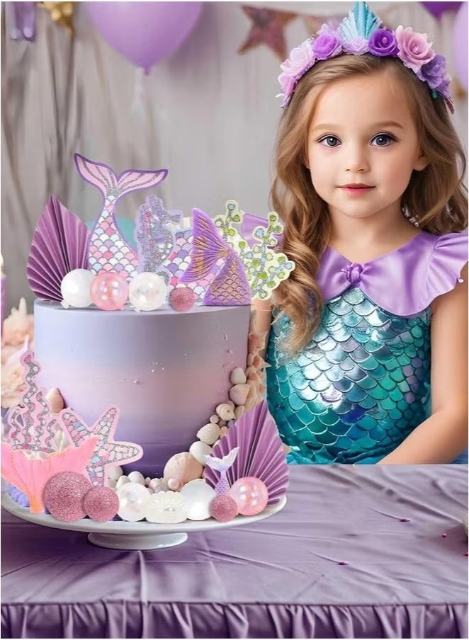 Ailily 22 pcs Mermaid Theme Cake Topper Set Birthday Cake Decoration  - Image 2
