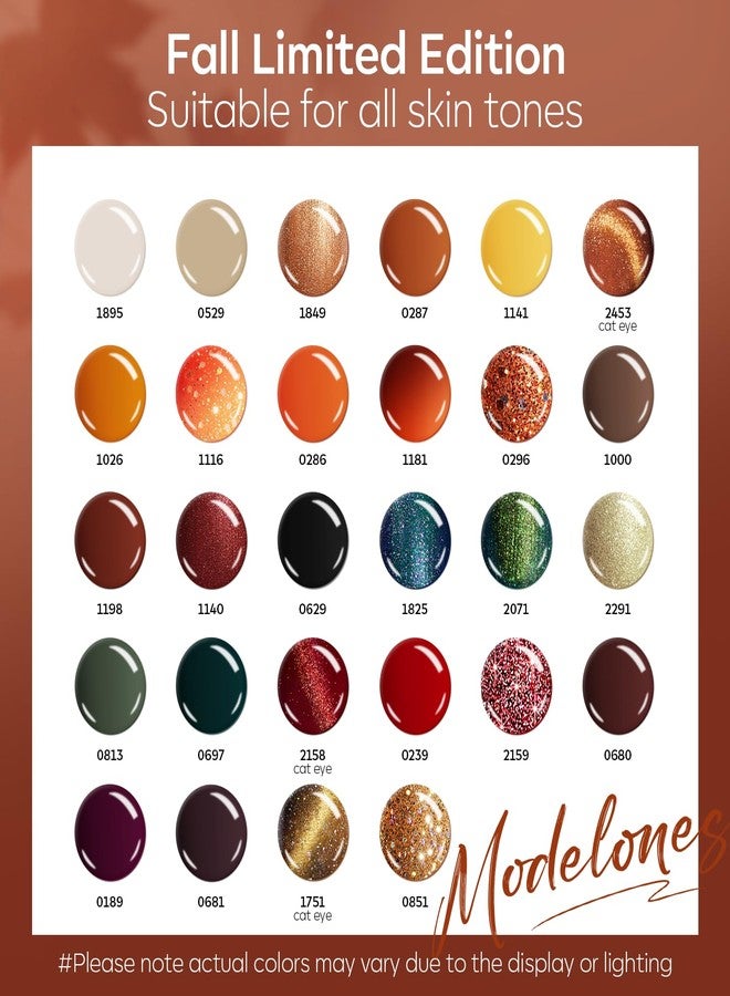 modelones 32 PCS Fall Gel Nail Polish Set, 28 Colors Gel Polish with No Wipe Base Coat, Glitter & Glossy & Matte Top Coat Yellow Orange Brown Nude Glitter Soak Off LED Nail Art Kit Salon at Home - Image 2
