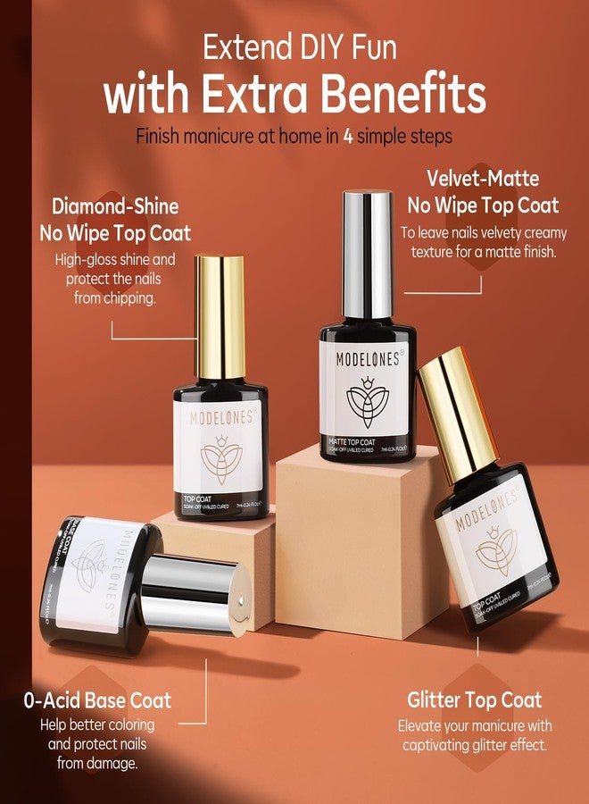 modelones 32 PCS Fall Gel Nail Polish Set, 28 Colors Gel Polish with No Wipe Base Coat, Glitter & Glossy & Matte Top Coat Yellow Orange Brown Nude Glitter Soak Off LED Nail Art Kit Salon at Home - Image 5