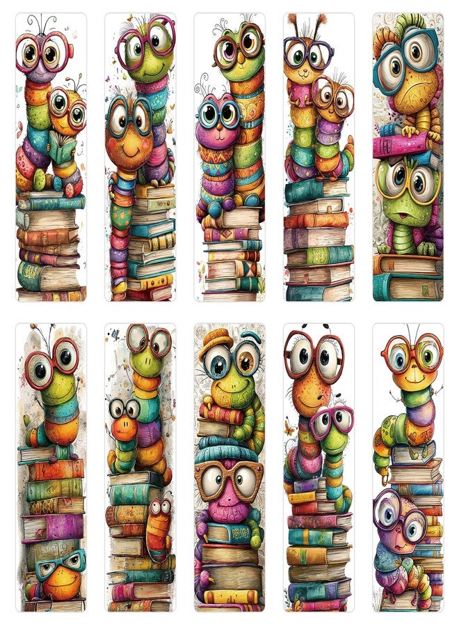 RUBOAOA 100 Pcs Cute Bookworm Bookmarks, Funny Insect Book Marks for Reading Students, Paper Bookmark Bulk, Christmas Birthday Gifts for Readers Book Lovers - Image 1