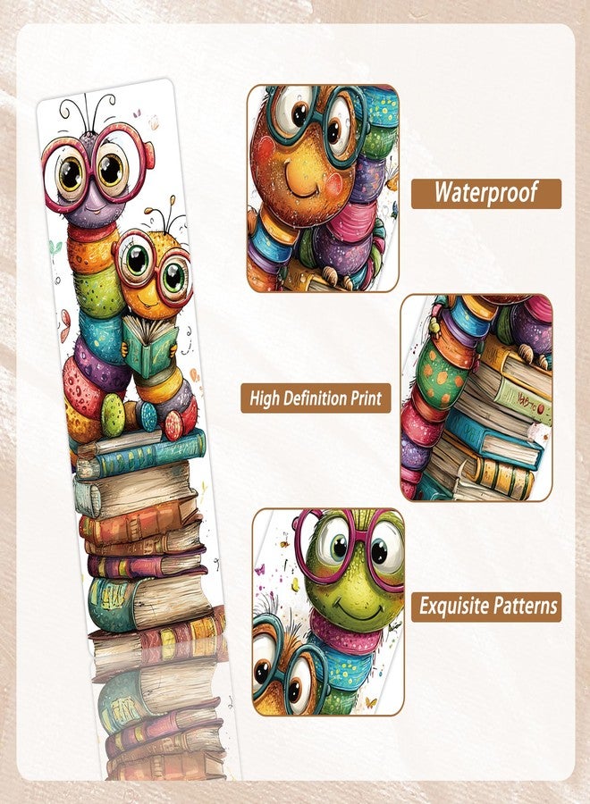 RUBOAOA 100 Pcs Cute Bookworm Bookmarks, Funny Insect Book Marks for Reading Students, Paper Bookmark Bulk, Christmas Birthday Gifts for Readers Book Lovers - Image 3