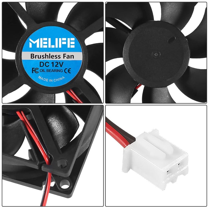 MELIFE 2Pcs 8025 12V DC Brushless Cooling Fan 80mm x 25mm Sleeve Bearing 2Pin Cooling Fan DIY Cooling Ventilation Exhaust - Image 5