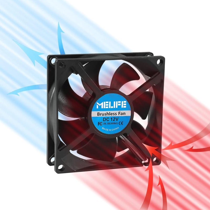 MELIFE 2Pcs 8025 12V DC Brushless Cooling Fan 80mm x 25mm Sleeve Bearing 2Pin Cooling Fan DIY Cooling Ventilation Exhaust - Image 2