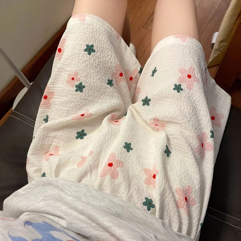 Summer Pajama Pants Women'S Baby Cotton Anti-Mosquito Pants Cartoon Printed Thin Casual Shorts Home Pants Outer Wearing Walking Pants - Image 1