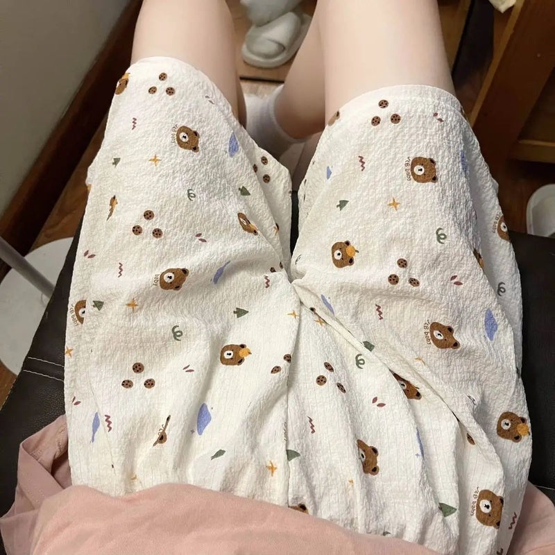 Summer Pajama Pants Women'S Baby Cotton Anti-Mosquito Pants Cartoon Printed Thin Casual Shorts Home Pants Outer Wearing Walking Pants - Image 3